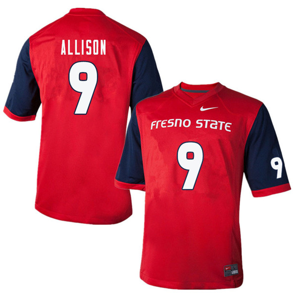 Men #9 Jeffrey Allison Fresno State Bulldogs College Football Jerseys Sale-Red - Click Image to Close